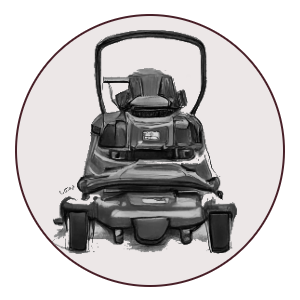 Clip art z-turn lawn mower based on Craiyon/DallE